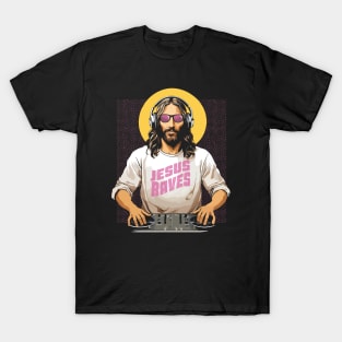 Funny Jesus Raves // DJ Jesus with Turntables T-Shirt